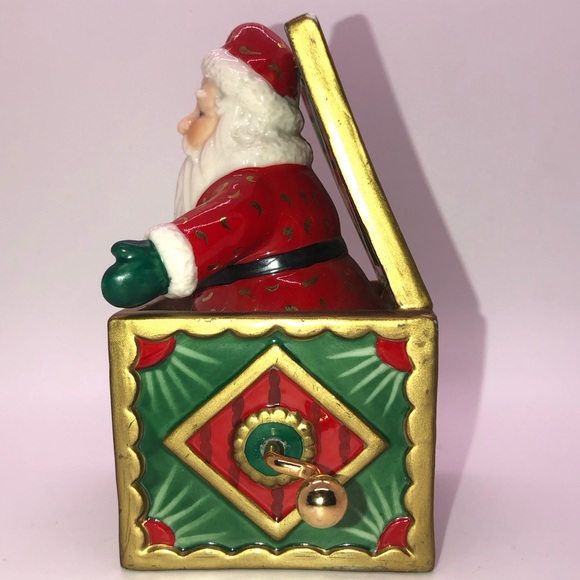 Department 56 Santa Music Box Jack In The Box Trinket Ceramic - Picture 3 of 7